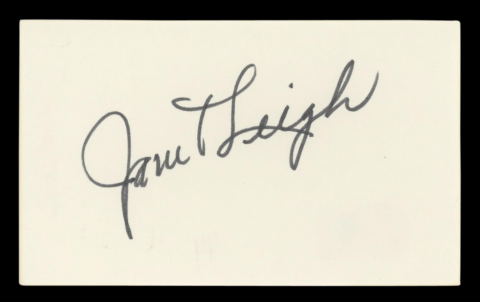 Janet Leigh Psycho Authentic Signed 3x5 Index Card Autographed BAS #BL96428