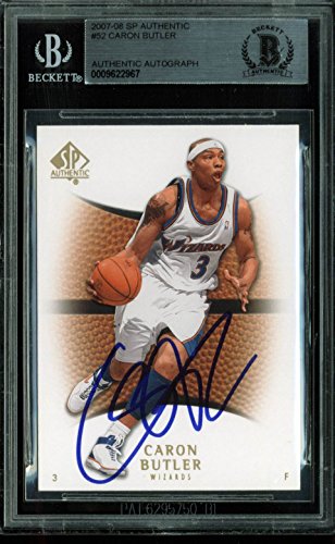Wizards Caron Butler Authentic Signed Card 2007 SP Authentic #52 BAS Slabbed