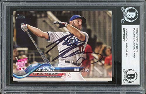 Dodgers Max Muncy Authentic Signed 2018 Topps Update #US255 Card BAS Slabbed