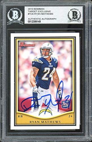 Chargers Ryan Mathews Signed 2010 Bowman Target Exclusive #TC6 Card BAS Slabbed