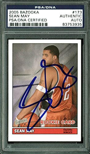 Bobcats Sean May Authentic Signed Card 2005 Bazooka RC #173 PSA/DNA Slabbed