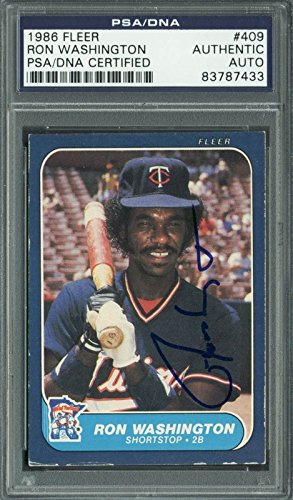 Rangers Ron Washington Authentic Signed Card 1986 Fleer #409 PSA/DNA Slabbed