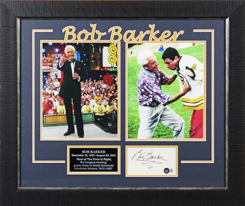 Bob Barker Happy Gilmore Signed 3x5 Index Card Framed Display BAS #BL96976