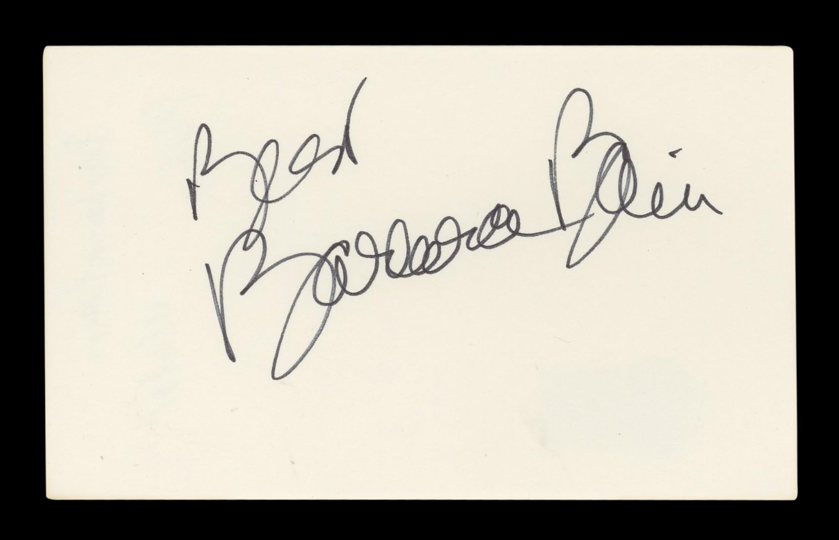 Barbara Bain Mission: Impossible "Best" Signed 3x5 Index Card BAS #AD70338