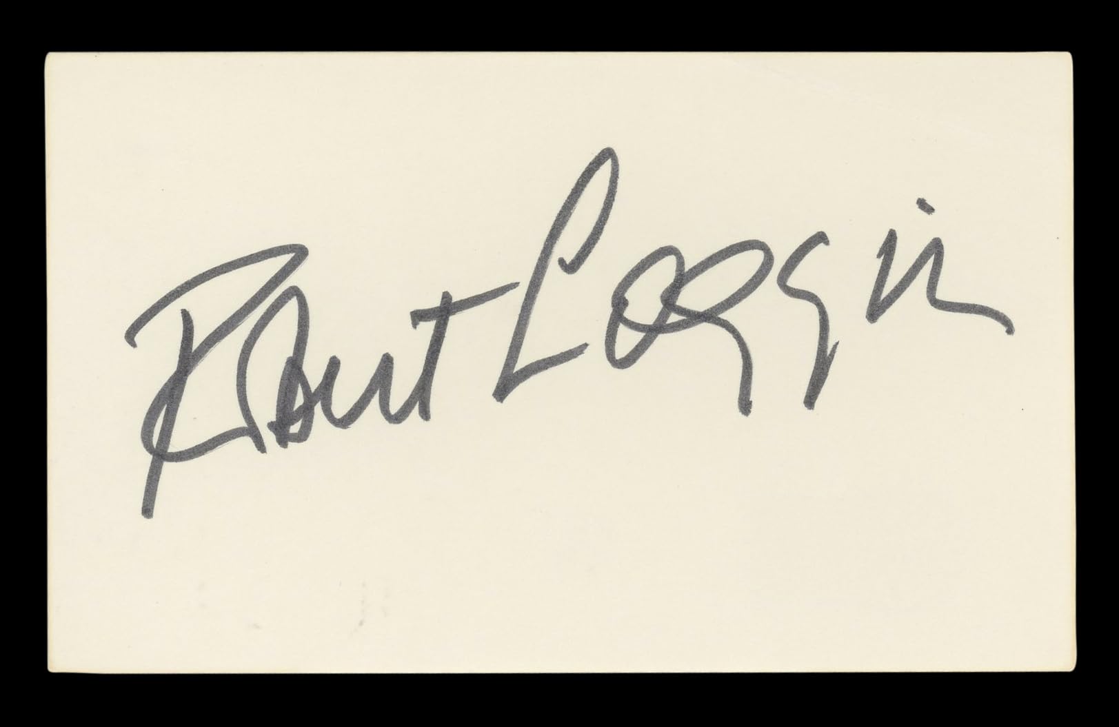 Robert Loggia Big Authentic Signed 3x5 Index Card Autographed BAS #BL96578