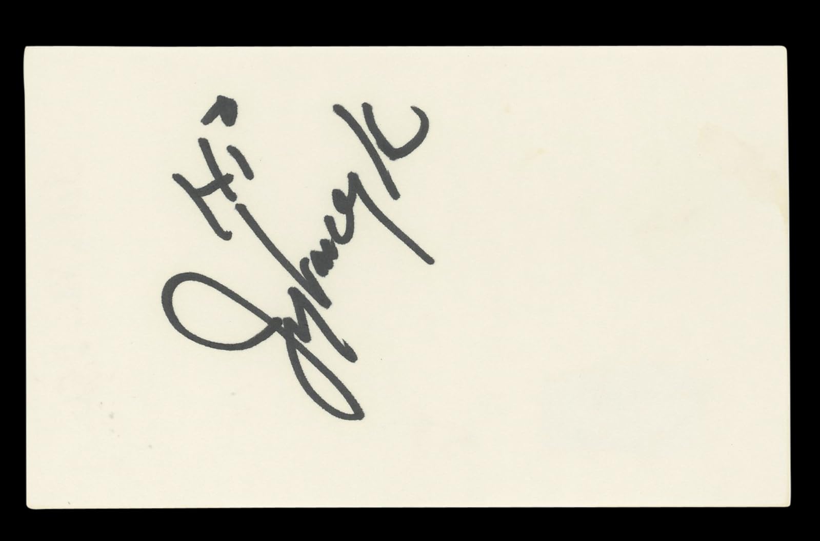 Jerry Van Dyke Coach "Hi" Authentic Signed 3x5 Index Card BAS #BL96750