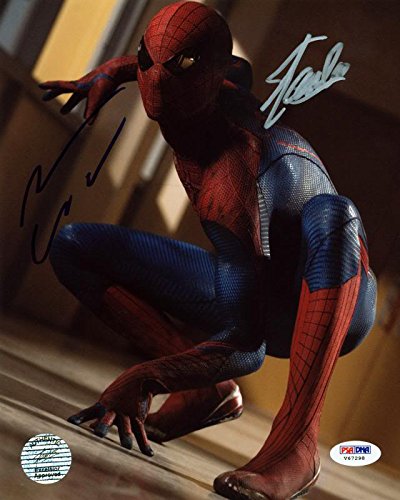 Stan Lee & Andrew Garfield Spider-Man Signed Authentic 8X10 Photo PSA #V67298