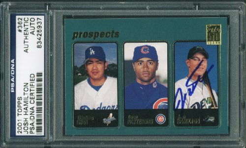 Rays Josh Hamilton Authentic Signed Card 2001 Topps Rookie #362 PSA/DNA Slabbed