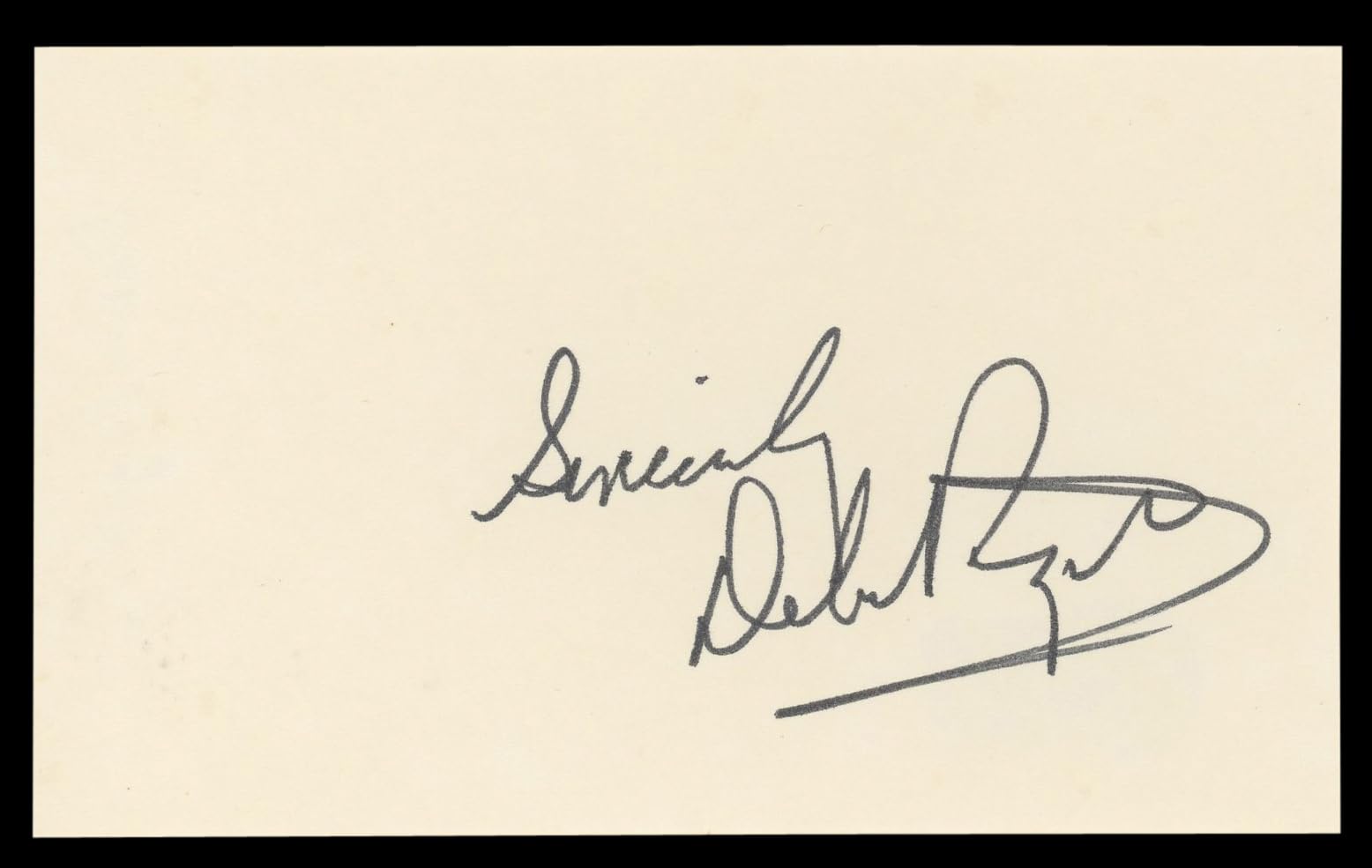 Debra Paget The Ten Commandments Authentic Signed 3x5 Index Card BAS #BL98848