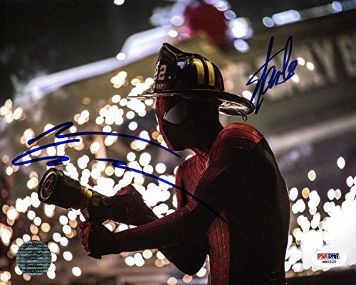 Stan Lee & Andrew Garfield Spider-Man Signed Authentic 8X10 Photo PSA #W80520