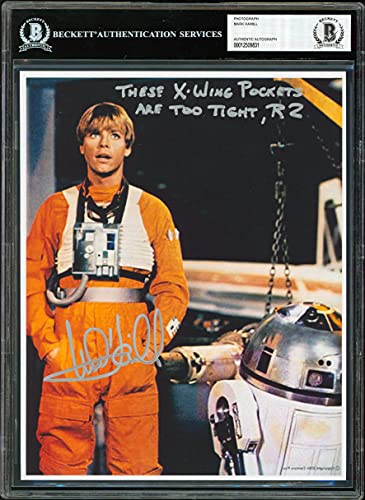 Mark Hamill These X-Wing Pockets Are Too Tight, R2 Signed 8x10 Photo BAS Slabbed