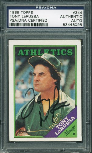 Athletics Tony Larussa Authentic Signed Card 1988 Topps #344 PSA/DNA Slabbed
