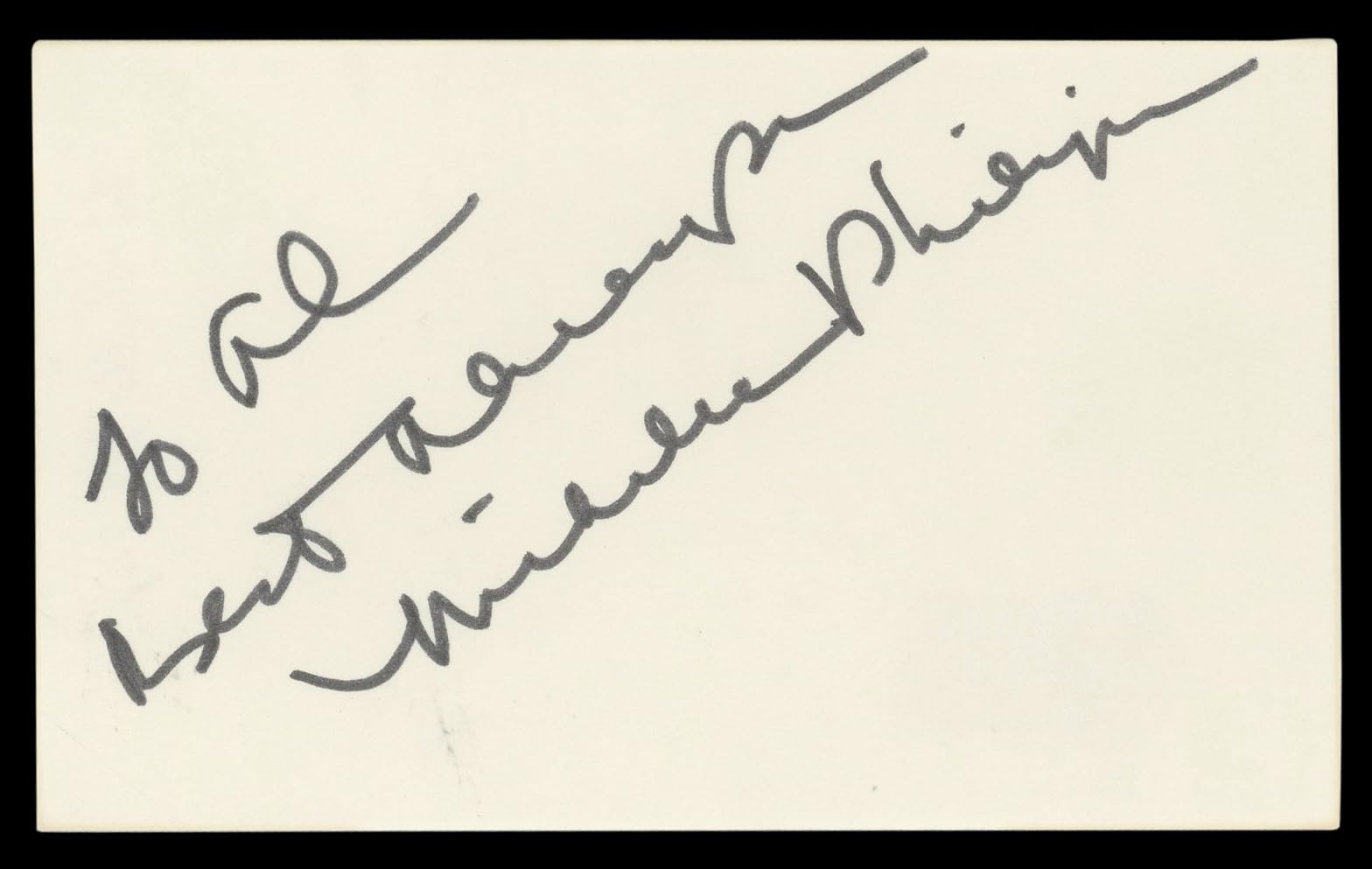 Michelle Phillips Knots Landing "To Al" Signed 3x5 Index Card BAS #BL96506
