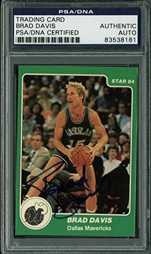 Mavericks Brad Davis Authentic Signed Card Star '84 Green PSA/DNA Slabbed