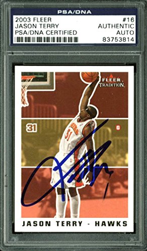 Hawks Jason Terry Authentic Signed Card 2003 Fleer #16 PSA/DNA Slabbed