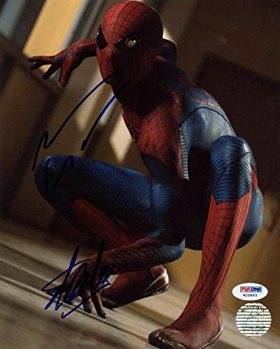 Stan Lee & Andrew Garfield Spider-Man Signed Authentic 8X10 Photo PSA #W25893