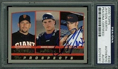 Nationals Jayson Werth Authentic Signed Card 2000 Topps Rc #448 PSA/DNA Slabbed
