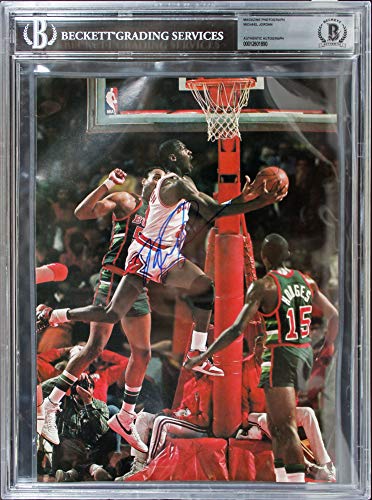 Bulls Michael Jordan Authentic Signed 8x11 Magazine Page Photo BAS Slabbed