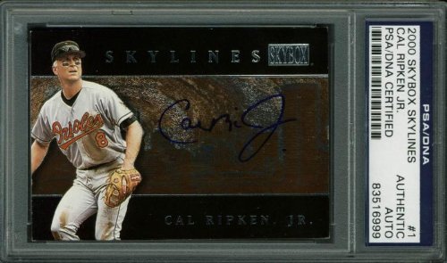 Orioles Cal Ripken Jr. Authentic Signed Card 2000 Skybox Skylines #1 PSA Slabbed