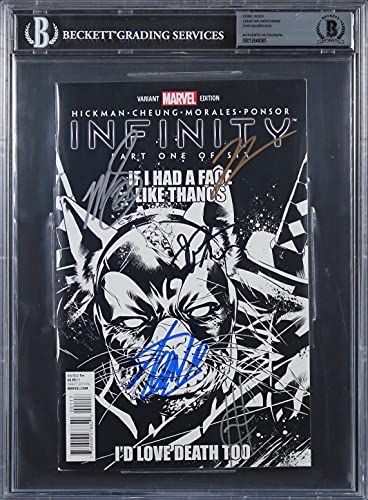 (5) Stan Lee, Starlin, +3 Signed Avengers Infinity Part 1 of 6 Comic BAS Slabbed
