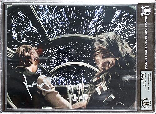 Harrison Ford & Peter Mayhew Star Wars Signed 8x10 Photo Auto 9! BAS Slabbed