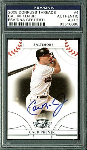 Orioles Cal Ripken Jr. Authentic Signed Card 2008 Donruss Threads #4 PSA Slabbed