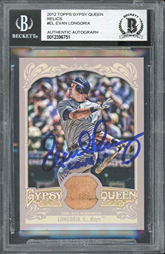 Rays Evan Longoria Signed 2012 Topps Gypsy Queen Relics #EL Card BAS Slabbed
