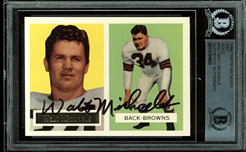 Browns Walt Michaels Signed Card 1994 Topps Archives 1957 Gold #102 BAS Slabbed