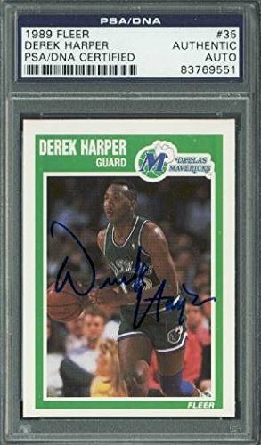 Mavericks Derek Harper Authentic Signed Card 1989 Fleer #35 PSA/DNA Slabbed