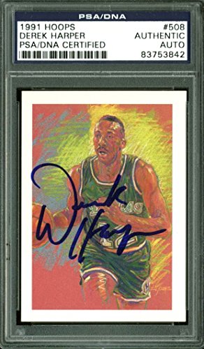 Mavericks Derek Harper Authentic Signed Card 1991 Hoops #508 PSA/DNA Slabbed