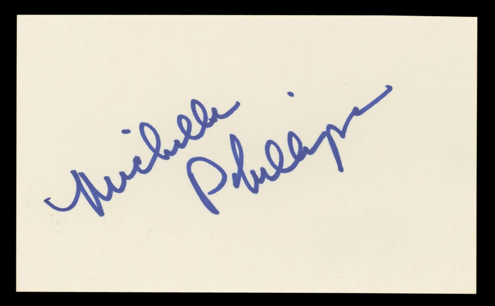 Michelle Phillips Knots Landing Authentic Signed 3x5 Index Card BAS #BL98853