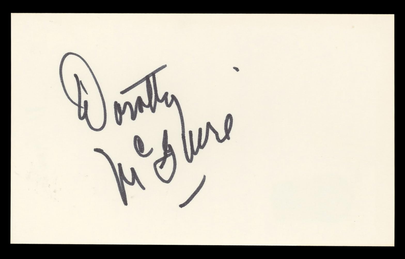Dorothy McGuire Gentleman's Agreement Signed 3x5 Index Card BAS #BL98873