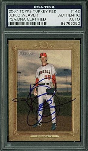Angels Jered Weaver Authentic Signed Card 2007 Topps Turkey Red #142 PSA Slabbed