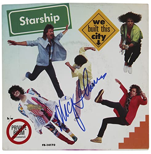 Mickey Thomas Starship Signed We Built This City 45 RPM Album Cover BAS #BG82342