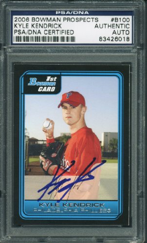 Phillies Kyle Kendrick Signed Card 2006 Bowman Prospects Rc B100 PSA/DNA Slabbed