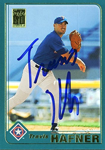 Rangers Travis Hafner Authentic Signed Card 2001 Topps RC #T210 w/ COA