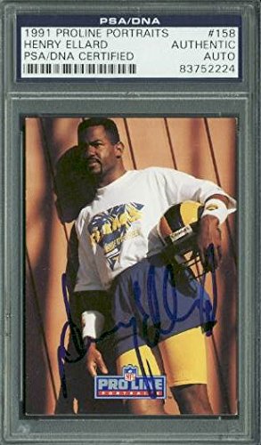 Rams Henry Ellard Authentic Signed Card 1991 Proline Portraits #158 PSA Slabbed