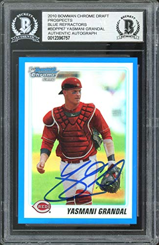 Yasmani Grandal Signed 2010 Bowman Chrome DP Refractors #BDPP67 RC Card BAS Slab