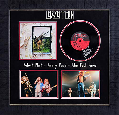 Led Zeppelin (3) Plant, Page & Jones Signed & Framed 45 RPM Vinyl PSA #W04890