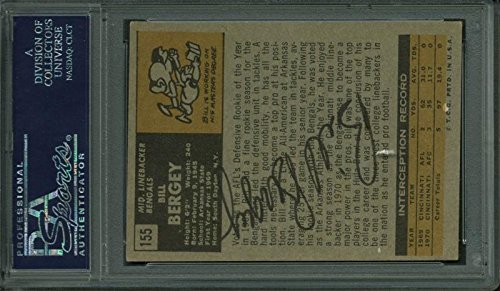 Bengals Bill Bergey Authentic Double Signed Card 1971 Topps #155 PSA/DNA Slabbed