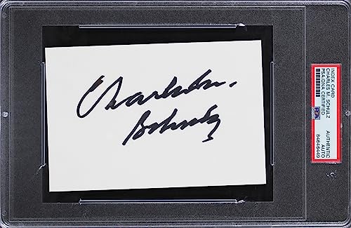 Charles Schulz Peanuts Authentic Signed 4x6 Index Card PSA/DNA Slabbed