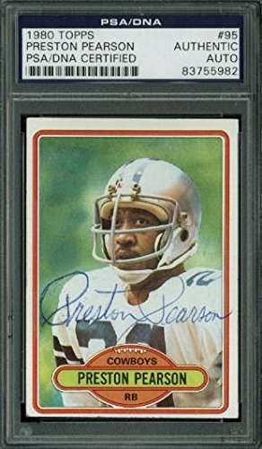 Cowboys Preston Pearson Authentic Signed Card 1980 Topps #95 PSA/DNA Slabbed