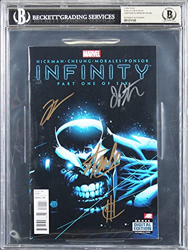 Stan Lee, Starlin, Hickman & Cheung Signed Infinity Part 1 of 6 Comic BAS Slab