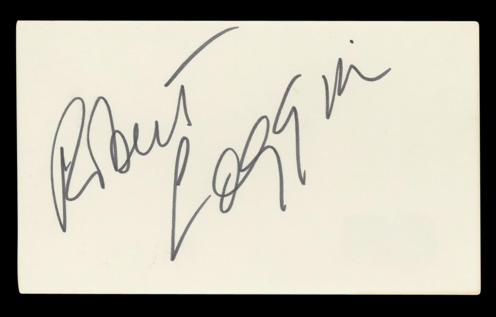 Robert Loggia Big Authentic Signed 3x5 Index Card Autographed BAS #BL96590