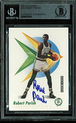 Celtics Robert Parish Authentic Signed Card 1991 Skybox #18 BAS Slabbed