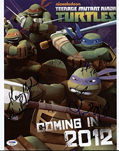 Tmnt Cast- Astin, Biggs, Paulsen & Richardson Signed 11X14 Photo PSA/DNA #S87546