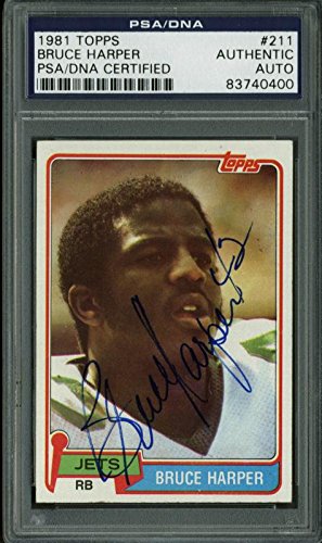 Jets Bruce Harper Authentic Signed Card 1981 Topps #211 PSA/DNA Slabbed