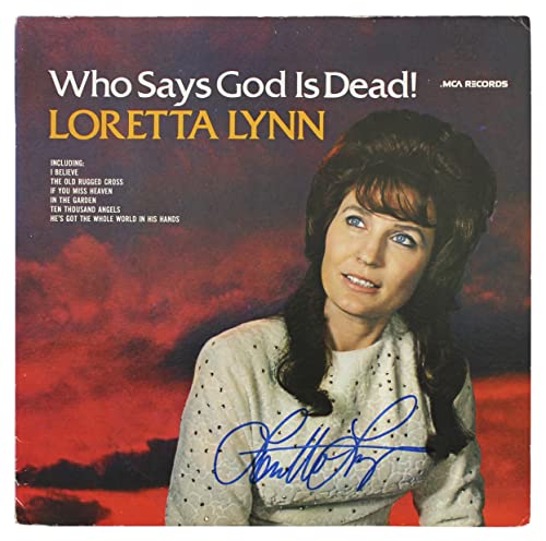 Loretta Lynn Authentic Signed Who Says God Is Dead Album Cover BAS #BH027838