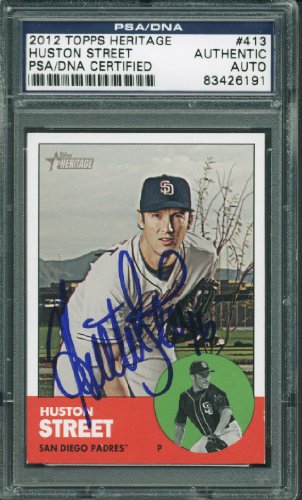 Padres Huston Street Authentic Signed Card 2012 Topps Heritage #413 PSA Slabbed