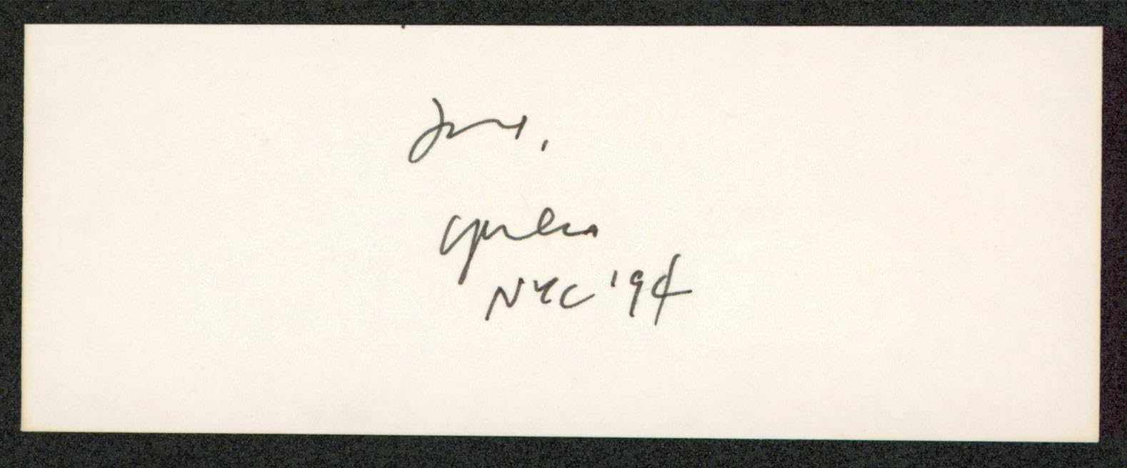Yoko Ono Musician "NYC '94" Authentic Signed 2x5 Cut Signature BAS #AD70378